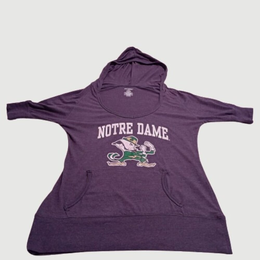 Pro Edge Hooded Short Sleeve Notre Dame Tee in Heather Blue Size Juniors XL - Picture 3 of 8